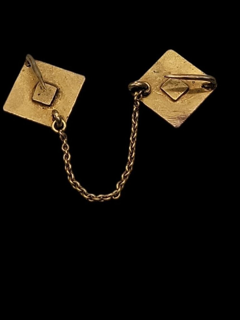 Edwardian Antique Solid Yellow Gold Sweater Clips Rough Diamond Starburst 1.12g - Picture 5 of 9